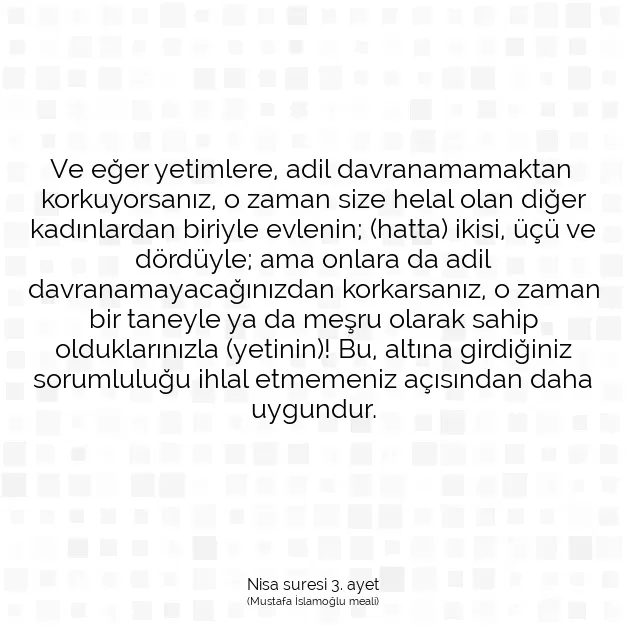 Ayetbul | Kuran Mealleri | Quran | Nisa suresi 3. ayet