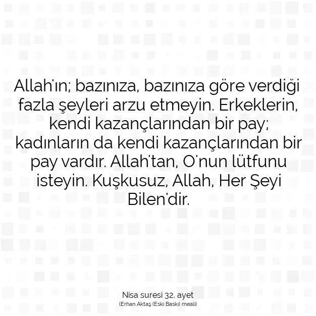 Ayetbul | Kuran Mealleri | Quran | Nisa suresi 32. ayet