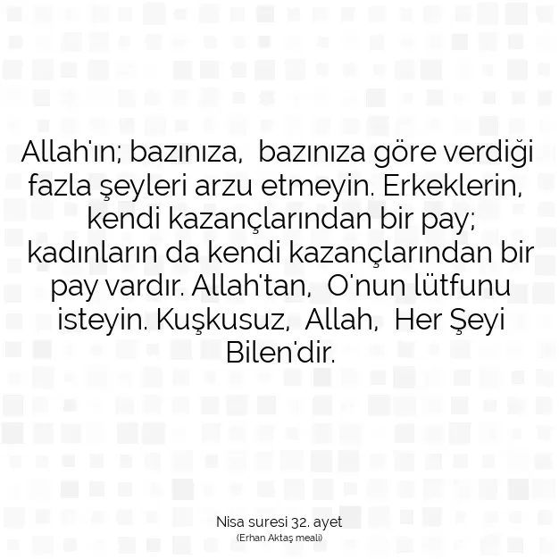 Ayetbul | Kuran Mealleri | Quran | Nisa suresi 32. ayet