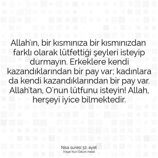 Ayetbul | Kuran Mealleri | Quran | Nisa suresi 32. ayet