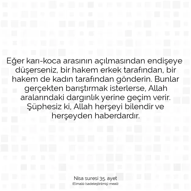 Ayetbul | Kuran Mealleri | Quran | Nisa suresi 35. ayet