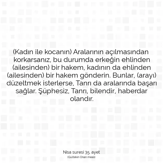 Ayetbul | Kuran Mealleri | Quran | Nisa suresi 35. ayet