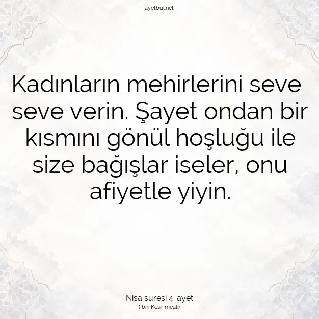 Ayetbul | Kuran Mealleri | Quran | Nisa suresi 4. ayet
