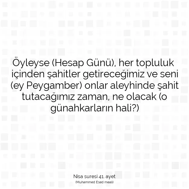 Ayetbul | Kuran Mealleri | Quran | Nisa suresi 41. ayet