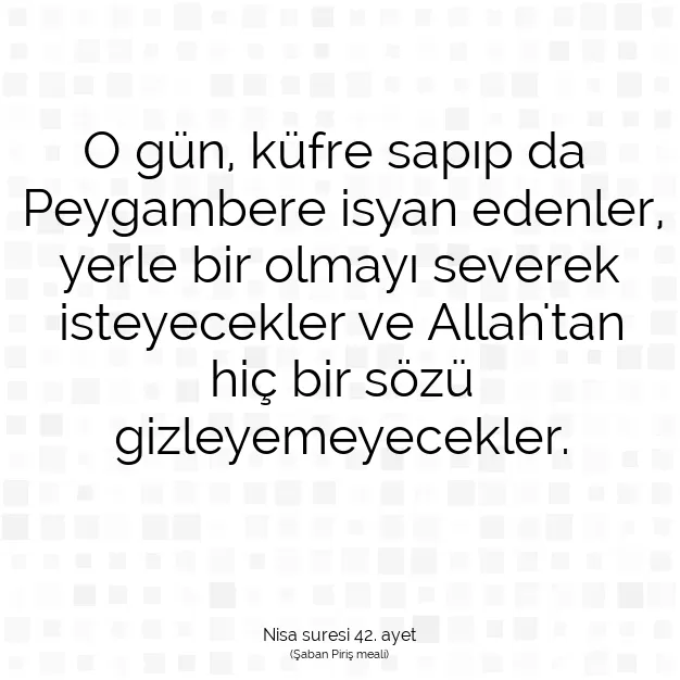 Ayetbul | Kuran Mealleri | Quran | Nisa suresi 42. ayet