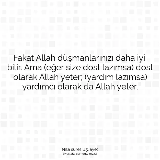 Ayetbul | Kuran Mealleri | Quran | Nisa suresi 45. ayet