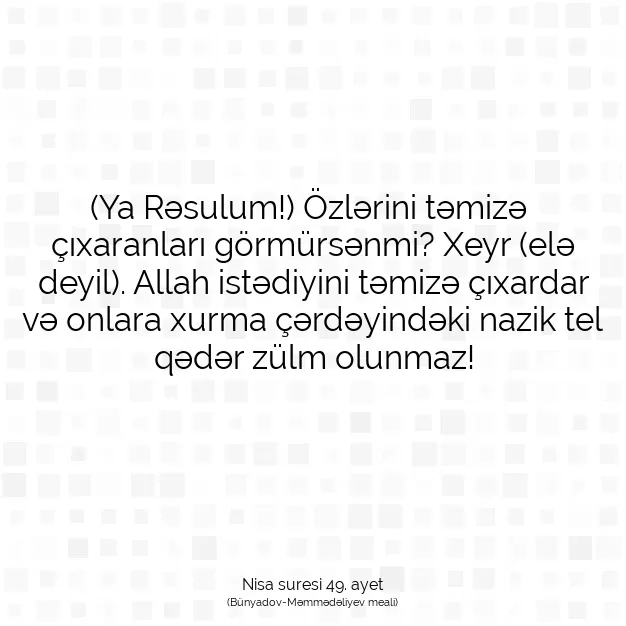 Ayetbul | Kuran Mealleri | Quran | Nisa suresi 49. ayet