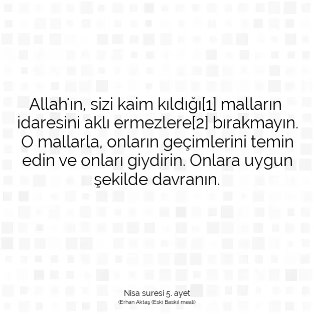 Ayetbul | Kuran Mealleri | Quran | Nisa suresi 5. ayet