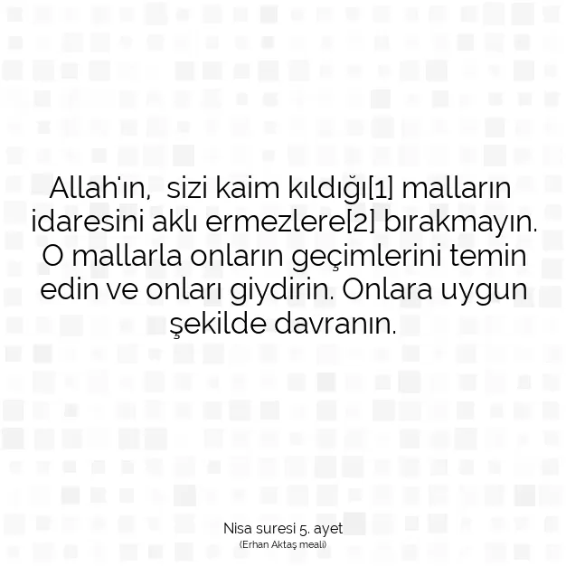 Ayetbul | Kuran Mealleri | Quran | Nisa suresi 5. ayet