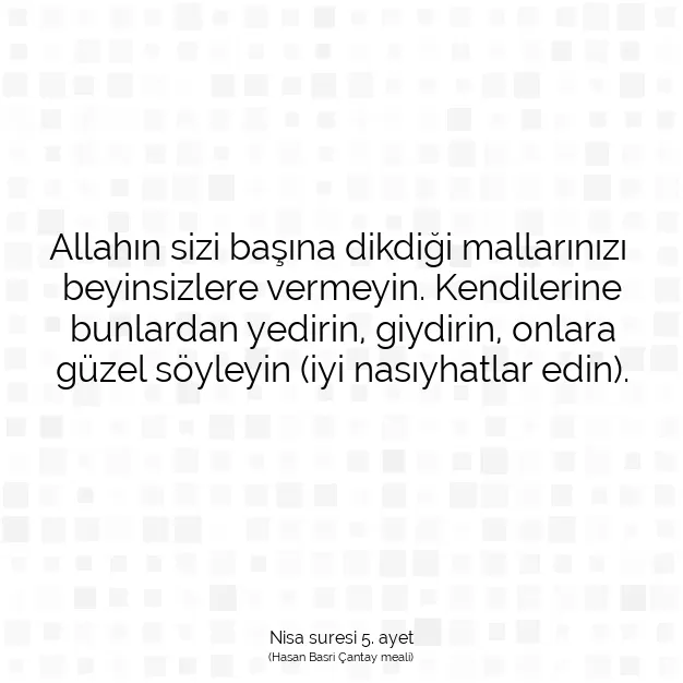 Ayetbul | Kuran Mealleri | Quran | Nisa suresi 5. ayet