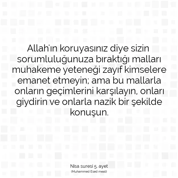 Ayetbul | Kuran Mealleri | Quran | Nisa suresi 5. ayet