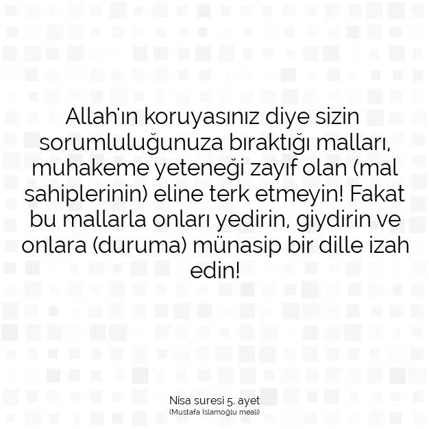 Ayetbul | Kuran Mealleri | Quran | Nisa suresi 5. ayet