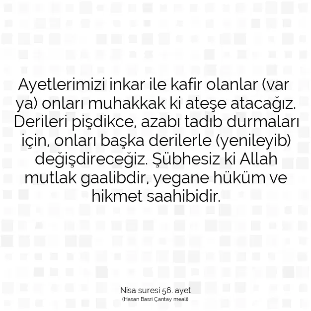 Ayetbul | Kuran Mealleri | Quran | Nisa suresi 56. ayet