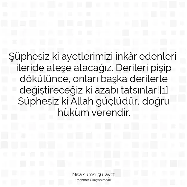 Ayetbul | Kuran Mealleri | Quran | Nisa suresi 56. ayet