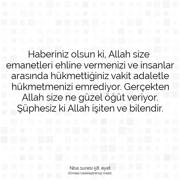 Ayetbul | Kuran Mealleri | Quran | Nisa suresi 58. ayet