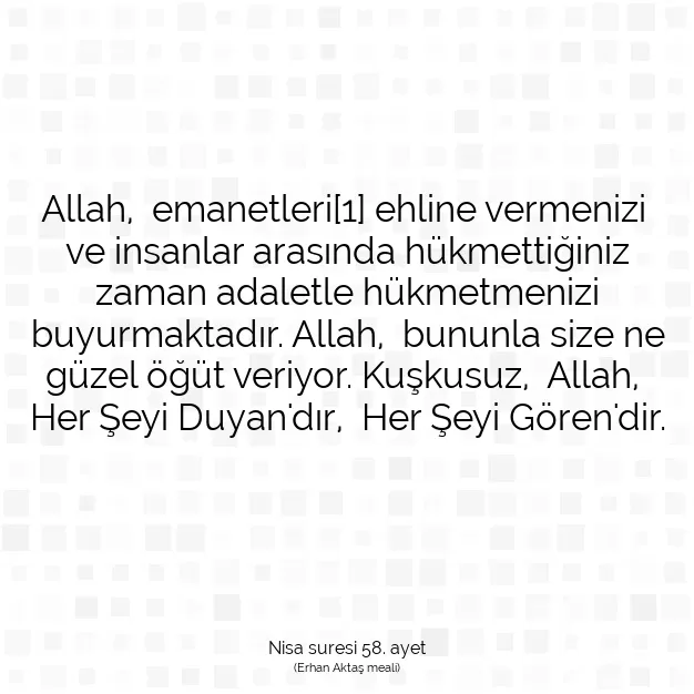 Ayetbul | Kuran Mealleri | Quran | Nisa suresi 58. ayet