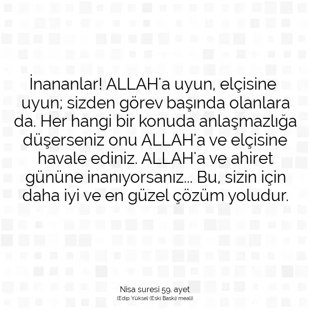 Ayetbul | Kuran Mealleri | Quran | Nisa suresi 59. ayet