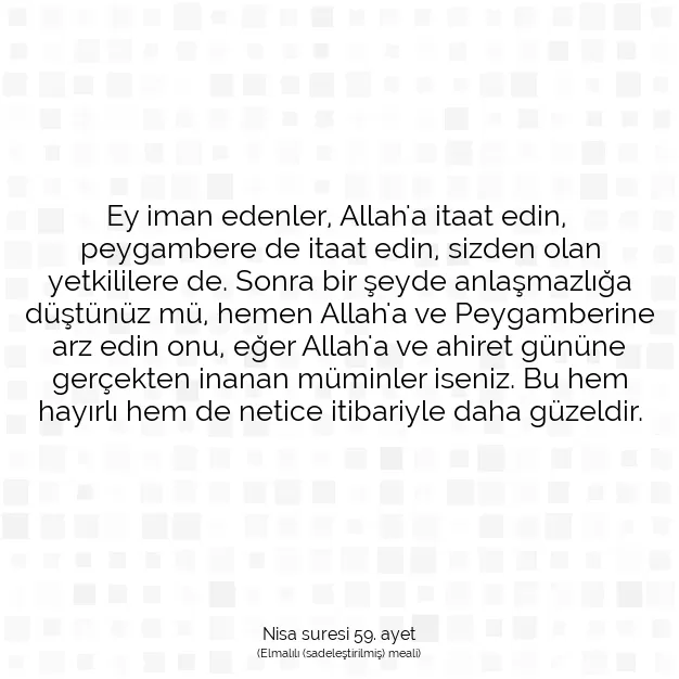 Ayetbul | Kuran Mealleri | Quran | Nisa suresi 59. ayet