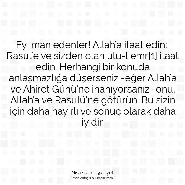 Ayetbul | Kuran Mealleri | Quran | Nisa suresi 59. ayet