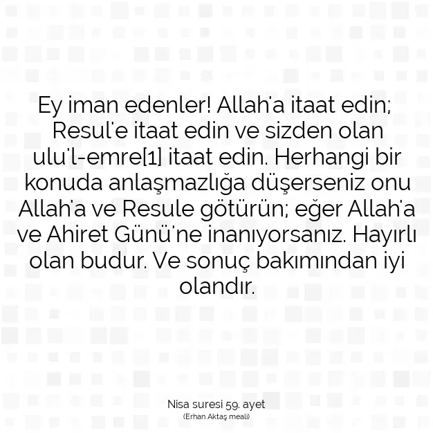 Ayetbul | Kuran Mealleri | Quran | Nisa suresi 59. ayet