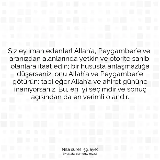 Ayetbul | Kuran Mealleri | Quran | Nisa suresi 59. ayet