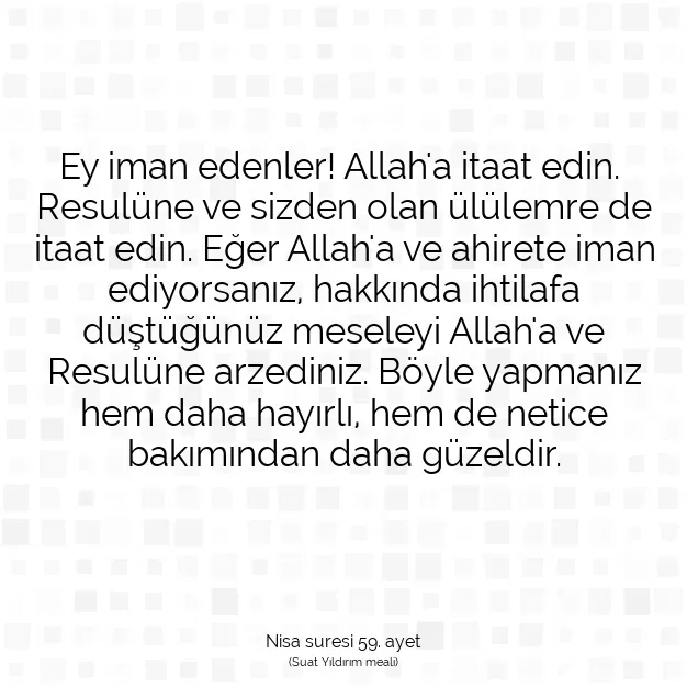 Ayetbul | Kuran Mealleri | Quran | Nisa suresi 59. ayet