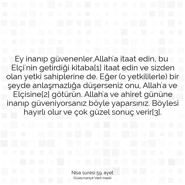 Ayetbul | Kuran Mealleri | Quran | Nisa suresi 59. ayet