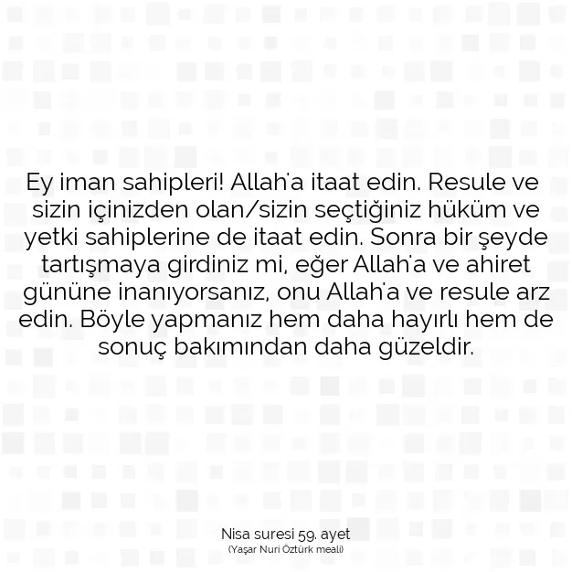 Ayetbul | Kuran Mealleri | Quran | Nisa suresi 59. ayet