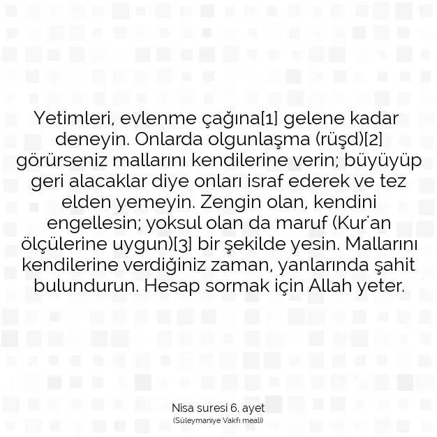 Ayetbul | Kuran Mealleri | Quran | Nisa suresi 6. ayet