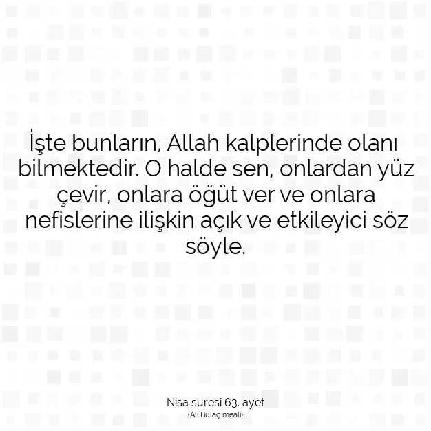 Ayetbul | Kuran Mealleri | Quran | Nisa suresi 63. ayet