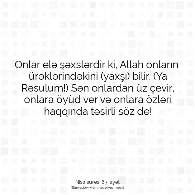 Ayetbul | Kuran Mealleri | Quran | Nisa suresi 63. ayet