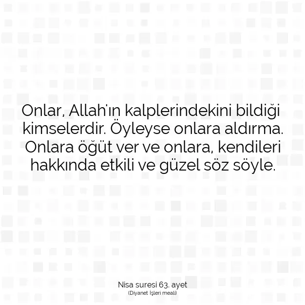 Ayetbul | Kuran Mealleri | Quran | Nisa suresi 63. ayet