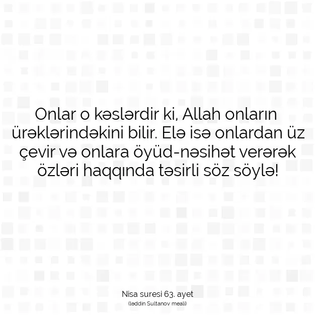 Ayetbul | Kuran Mealleri | Quran | Nisa suresi 63. ayet