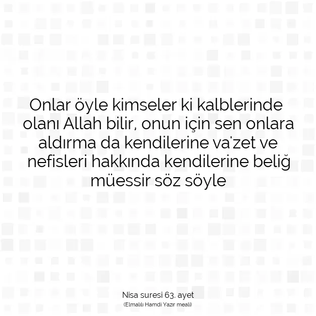 Ayetbul | Kuran Mealleri | Quran | Nisa suresi 63. ayet