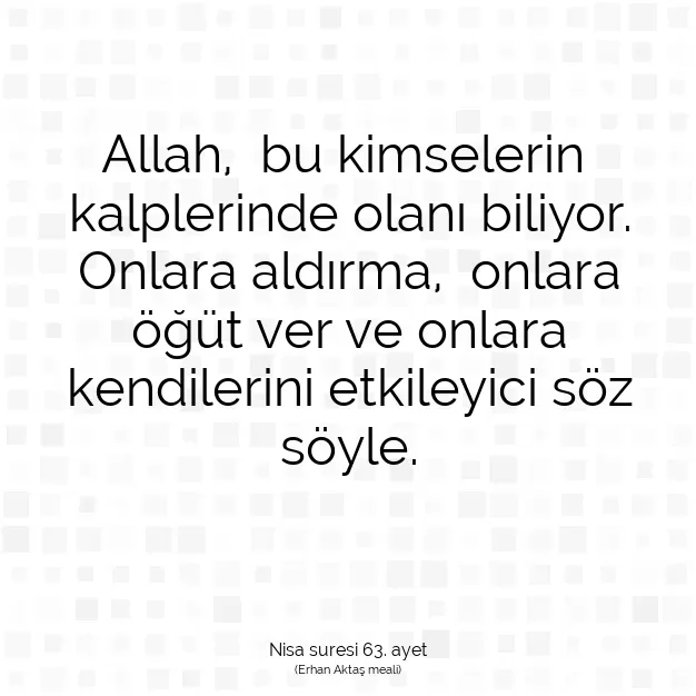 Ayetbul | Kuran Mealleri | Quran | Nisa suresi 63. ayet