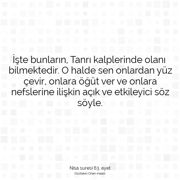 Ayetbul | Kuran Mealleri | Quran | Nisa suresi 63. ayet