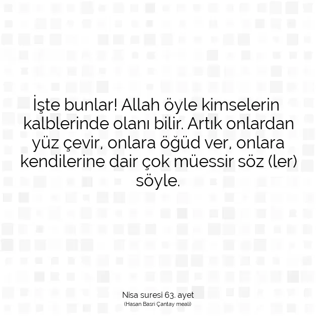 Ayetbul | Kuran Mealleri | Quran | Nisa suresi 63. ayet