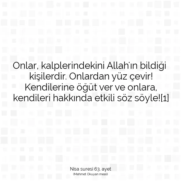 Ayetbul | Kuran Mealleri | Quran | Nisa suresi 63. ayet