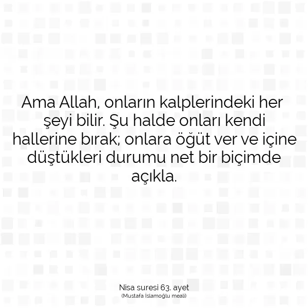 Ayetbul | Kuran Mealleri | Quran | Nisa suresi 63. ayet