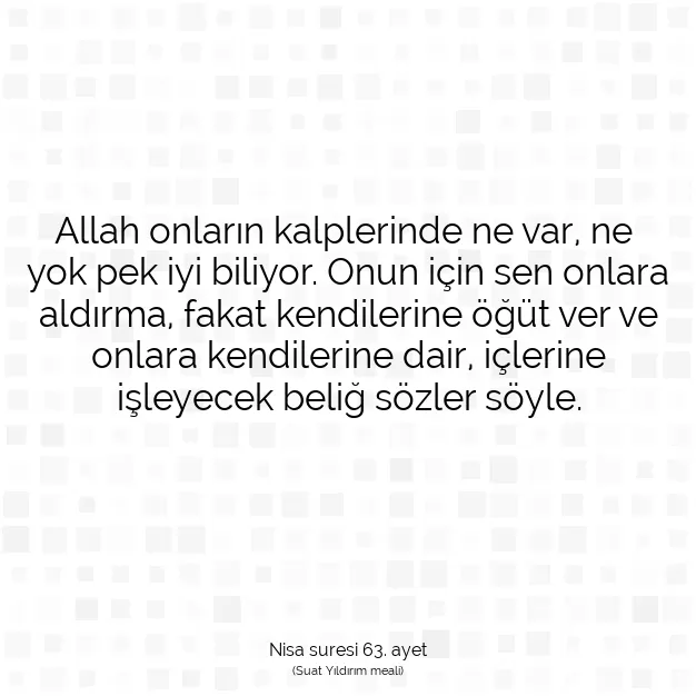 Ayetbul | Kuran Mealleri | Quran | Nisa suresi 63. ayet