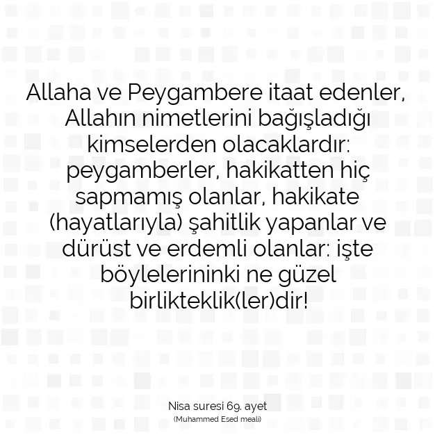 Ayetbul | Kuran Mealleri | Quran | Nisa suresi 69. ayet