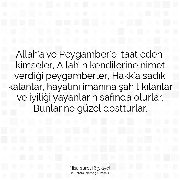 Ayetbul | Kuran Mealleri | Quran | Nisa suresi 69. ayet