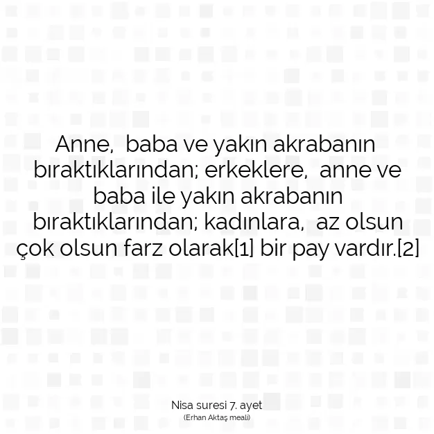 Ayetbul | Kuran Mealleri | Quran | Nisa suresi 7. ayet