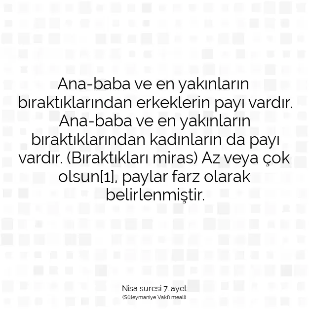 Ayetbul | Kuran Mealleri | Quran | Nisa suresi 7. ayet