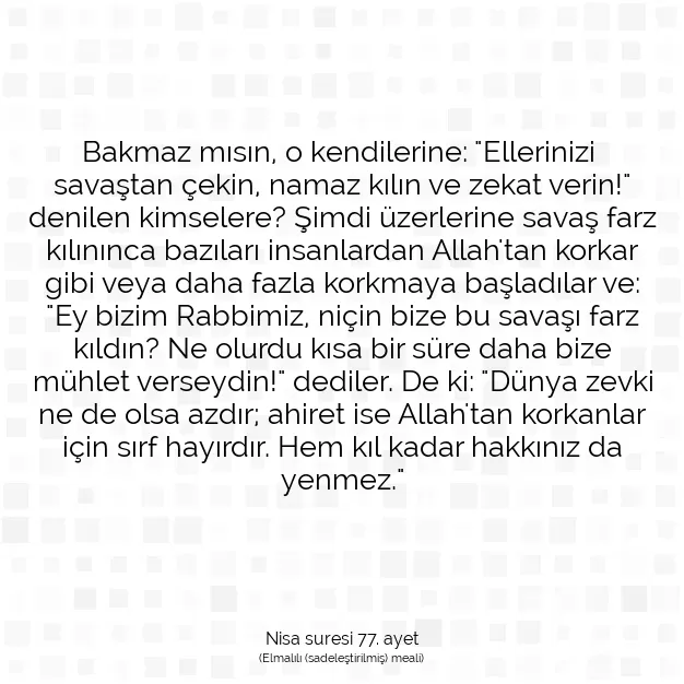 Ayetbul | Kuran Mealleri | Quran | Nisa suresi 77. ayet