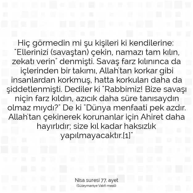 Ayetbul | Kuran Mealleri | Quran | Nisa suresi 77. ayet