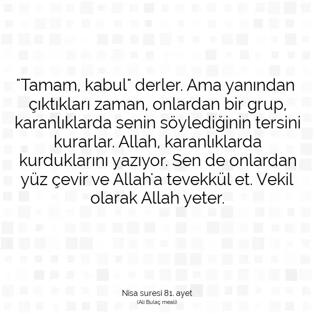 Ayetbul | Kuran Mealleri | Quran | Nisa suresi 81. ayet