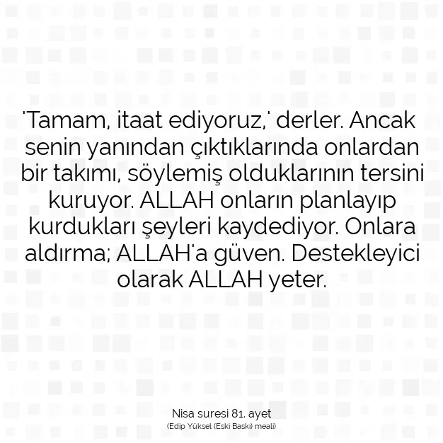 Ayetbul | Kuran Mealleri | Quran | Nisa suresi 81. ayet