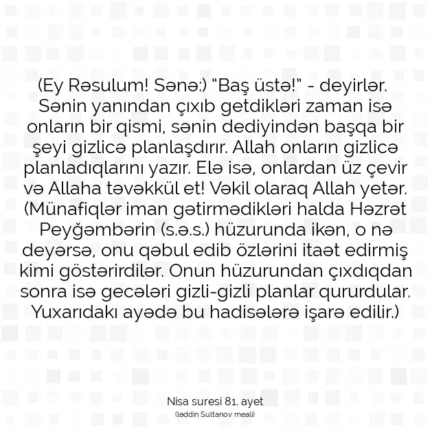 Ayetbul | Kuran Mealleri | Quran | Nisa suresi 81. ayet