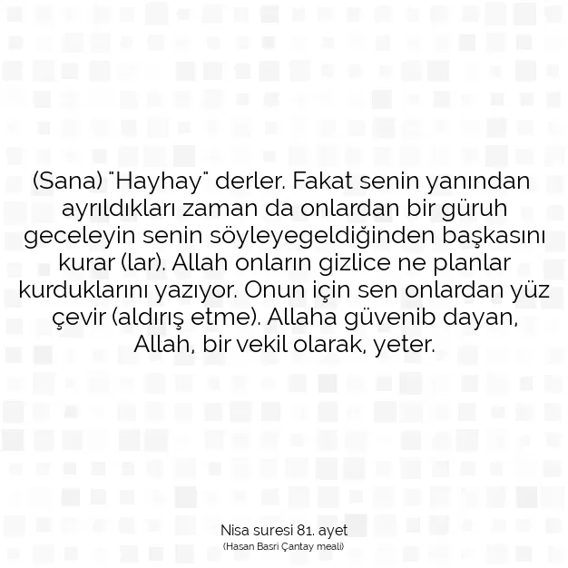 Ayetbul | Kuran Mealleri | Quran | Nisa suresi 81. ayet